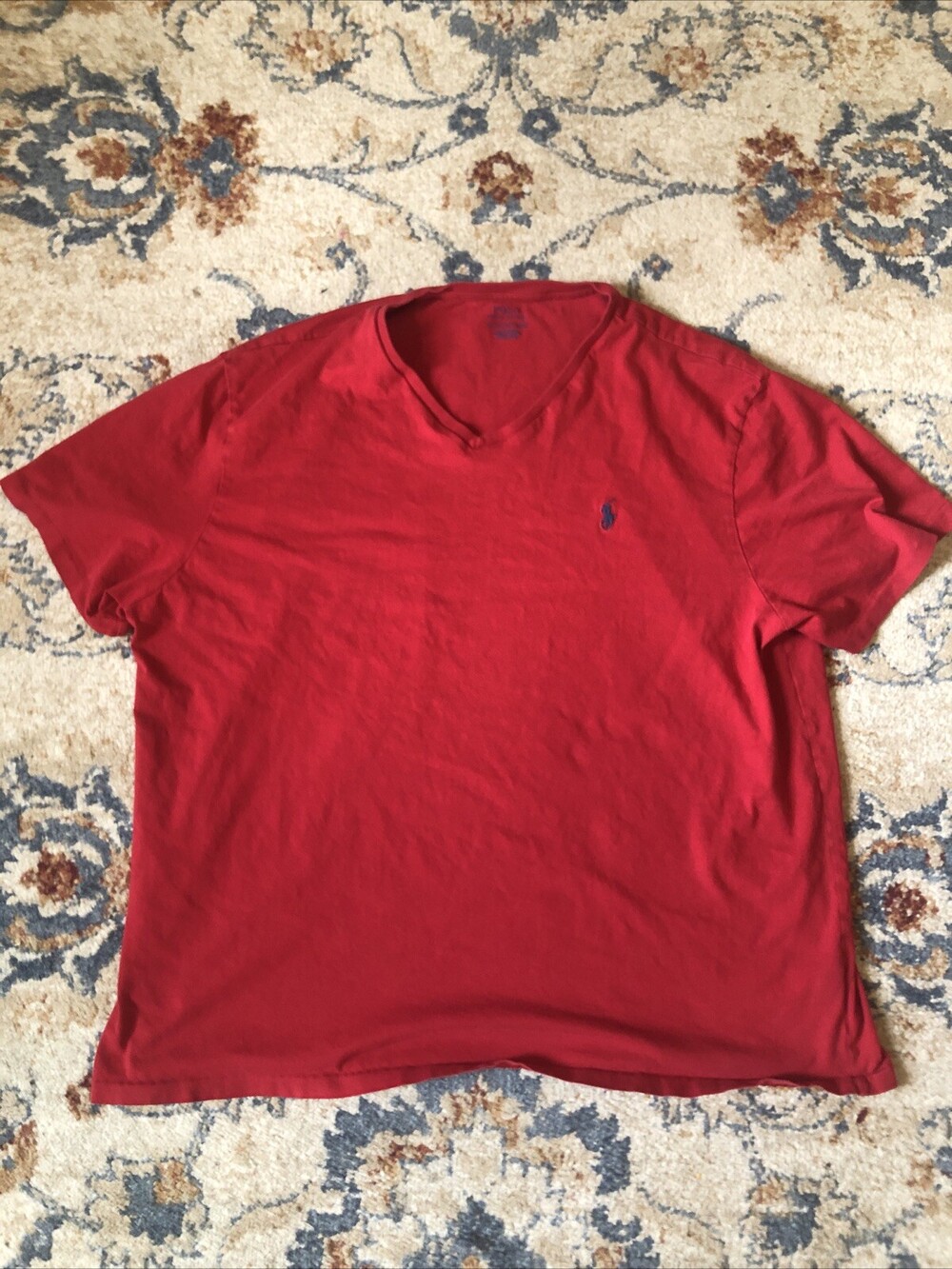 Polo Ralph Lauren Mens T-Shirt V Neck Logo Basic Staple Piece Red 2XL